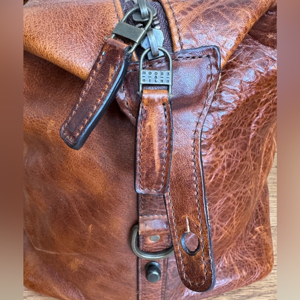 Moore & Giles Brown Leather Benedict Weekend Duffel - Picture 6 of 16